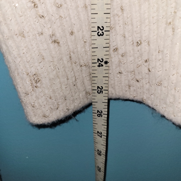 Ann Taylor Puff Sleeve Pullover Sweater White Metallic sz. XL - Picture 6 of 6